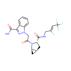 NC(=O)c1nn(CC(=O)N2[C@H](C(=O)NC/C(F)=C/C(F)(F)F)C[C@H]3C[C@H]32)c2ccccc12 ZINC000206565364