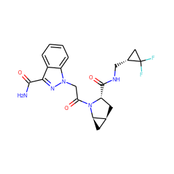 NC(=O)c1nn(CC(=O)N2[C@H](C(=O)NC[C@@H]3CC3(F)F)C[C@H]3C[C@H]32)c2ccccc12 ZINC000210817857