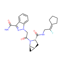 NC(=O)c1nn(CC(=O)N2[C@H](C(=O)NCC(F)=C3CCCC3)C[C@H]3C[C@H]32)c2ccccc12 ZINC000206559090