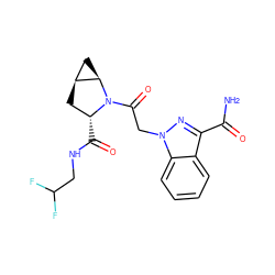 NC(=O)c1nn(CC(=O)N2[C@H](C(=O)NCC(F)F)C[C@H]3C[C@H]32)c2ccccc12 ZINC000210631906