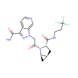 NC(=O)c1nn(CC(=O)N2[C@H](C(=O)NCCC(F)(F)F)C[C@H]3C[C@H]32)c2cnccc12 ZINC001772599887