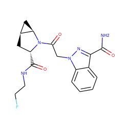 NC(=O)c1nn(CC(=O)N2[C@H](C(=O)NCCF)C[C@H]3C[C@H]32)c2ccccc12 ZINC000210639465