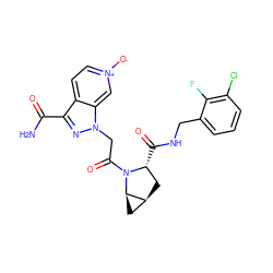 NC(=O)c1nn(CC(=O)N2[C@H](C(=O)NCc3cccc(Cl)c3F)C[C@H]3C[C@H]32)c2c[n+]([O-])ccc12 ZINC000143992261
