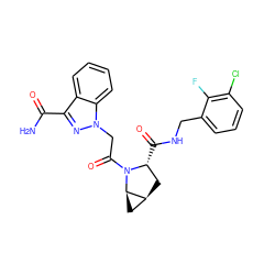 NC(=O)c1nn(CC(=O)N2[C@H](C(=O)NCc3cccc(Cl)c3F)C[C@H]3C[C@H]32)c2ccccc12 ZINC000143885029