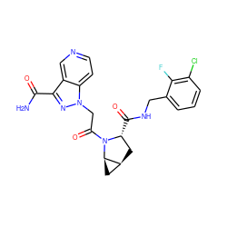 NC(=O)c1nn(CC(=O)N2[C@H](C(=O)NCc3cccc(Cl)c3F)C[C@H]3C[C@H]32)c2ccncc12 ZINC000143916411