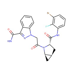 NC(=O)c1nn(CC(=O)N2[C@H](C(=O)Nc3cccc(Br)c3F)C[C@H]3C[C@H]32)c2ccccc12 ZINC000143883961