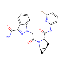 NC(=O)c1nn(CC(=O)N2[C@H](C(=O)Nc3cccc(Br)n3)C[C@H]3C[C@H]32)c2ccccc12 ZINC000143934784