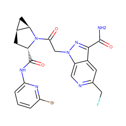 NC(=O)c1nn(CC(=O)N2[C@H](C(=O)Nc3cccc(Br)n3)C[C@H]3C[C@H]32)c2cnc(CF)cc12 ZINC000103246169