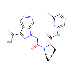NC(=O)c1nn(CC(=O)N2[C@H](C(=O)Nc3cccc(Br)n3)C[C@H]3C[C@H]32)c2cnccc12 ZINC000143942762