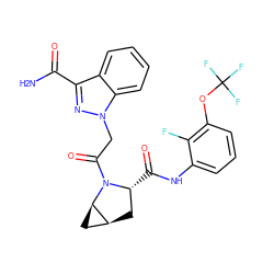 NC(=O)c1nn(CC(=O)N2[C@H](C(=O)Nc3cccc(OC(F)(F)F)c3F)C[C@H]3C[C@H]32)c2ccccc12 ZINC000148082558