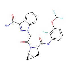 NC(=O)c1nn(CC(=O)N2[C@H](C(=O)Nc3cccc(OC(F)F)c3F)C[C@H]3C[C@H]32)c2ccccc12 ZINC000144016978