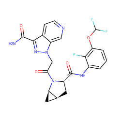 NC(=O)c1nn(CC(=O)N2[C@H](C(=O)Nc3cccc(OC(F)F)c3F)C[C@H]3C[C@H]32)c2cnccc12 ZINC000143977526