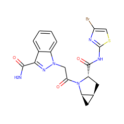 NC(=O)c1nn(CC(=O)N2[C@H](C(=O)Nc3nc(Br)cs3)C[C@H]3C[C@H]32)c2ccccc12 ZINC000143980339