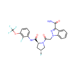 NC(=O)c1nn(CC(=O)N2C[C@H](F)C[C@H]2C(=O)Nc2cccc(OC(F)(F)F)c2F)c2ccccc12 ZINC000205049966