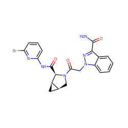 NC(=O)c1nn(CC(=O)N2C[C@H]3C[C@H]3[C@H]2C(=O)Nc2cccc(Br)n2)c2ccccc12 ZINC000143936757
