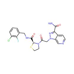 NC(=O)c1nn(CC(=O)N2CCS[C@H]2C(=O)NCc2cccc(Cl)c2F)c2cnccc12 ZINC000143904507