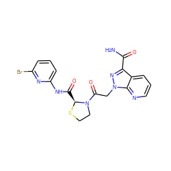 NC(=O)c1nn(CC(=O)N2CCS[C@H]2C(=O)Nc2cccc(Br)n2)c2ncccc12 ZINC000584905600