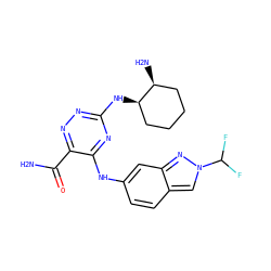 NC(=O)c1nnc(N[C@@H]2CCCC[C@@H]2N)nc1Nc1ccc2cn(C(F)F)nc2c1 ZINC000224409016