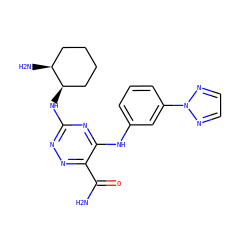 NC(=O)c1nnc(N[C@@H]2CCCC[C@@H]2N)nc1Nc1cccc(-n2nccn2)c1 ZINC000210578606