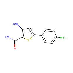NC(=O)c1sc(-c2ccc(Cl)cc2)cc1N ZINC000002556119