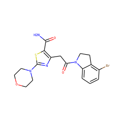 NC(=O)c1sc(N2CCOCC2)nc1CC(=O)N1CCc2c(Br)cccc21 ZINC000103240892