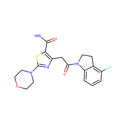NC(=O)c1sc(N2CCOCC2)nc1CC(=O)N1CCc2c(F)cccc21 ZINC000103240887
