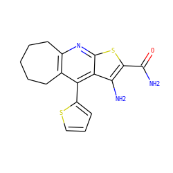 NC(=O)c1sc2nc3c(c(-c4cccs4)c2c1N)CCCCC3 ZINC000000535856