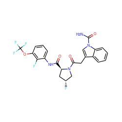 NC(=O)n1cc(CC(=O)N2C[C@H](F)C[C@H]2C(=O)Nc2cccc(OC(F)(F)F)c2F)c2ccccc21 ZINC000148431554