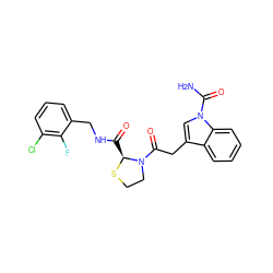 NC(=O)n1cc(CC(=O)N2CCS[C@H]2C(=O)NCc2cccc(Cl)c2F)c2ccccc21 ZINC000148189055