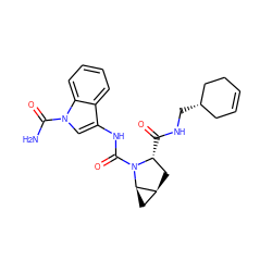NC(=O)n1cc(NC(=O)N2[C@H](C(=O)NC[C@H]3CC=CCC3)C[C@H]3C[C@H]32)c2ccccc21 ZINC000210854707
