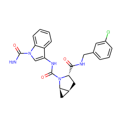 NC(=O)n1cc(NC(=O)N2[C@H](C(=O)NCc3cccc(Cl)c3)C[C@H]3C[C@H]32)c2ccccc21 ZINC000143936122