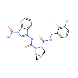 NC(=O)n1cc(NC(=O)N2[C@H](C(=O)NCc3cccc(Cl)c3F)C[C@H]3C[C@H]32)c2ccccc21 ZINC000143937807