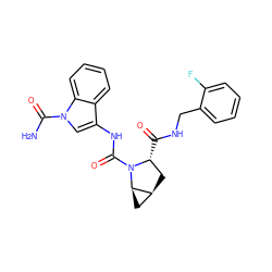 NC(=O)n1cc(NC(=O)N2[C@H](C(=O)NCc3ccccc3F)C[C@H]3C[C@H]32)c2ccccc21 ZINC000143936956