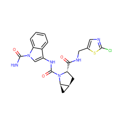 NC(=O)n1cc(NC(=O)N2[C@H](C(=O)NCc3cnc(Cl)s3)C[C@H]3C[C@H]32)c2ccccc21 ZINC000143887431