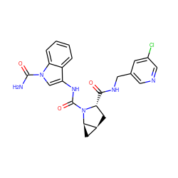 NC(=O)n1cc(NC(=O)N2[C@H](C(=O)NCc3cncc(Cl)c3)C[C@H]3C[C@H]32)c2ccccc21 ZINC000143938271