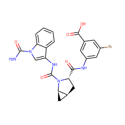NC(=O)n1cc(NC(=O)N2[C@H](C(=O)Nc3cc(Br)cc(C(=O)O)c3)C[C@H]3C[C@H]32)c2ccccc21 ZINC000148236255