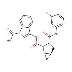 NC(=O)n1cc(NC(=O)N2[C@H](C(=O)Nc3cccc(Cl)c3)C[C@H]3C[C@@H]32)c2ccccc21 ZINC000205054387