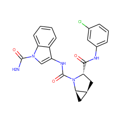 NC(=O)n1cc(NC(=O)N2[C@H](C(=O)Nc3cccc(Cl)c3)C[C@H]3C[C@H]32)c2ccccc21 ZINC000205054426