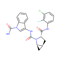 NC(=O)n1cc(NC(=O)N2[C@H](C(=O)Nc3cccc(Cl)c3F)C[C@H]3C[C@H]32)c2ccccc21 ZINC000143895064