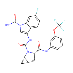 NC(=O)n1cc(NC(=O)N2[C@H](C(=O)Nc3cccc(OC(F)(F)F)c3)C[C@@H]3C[C@@H]32)c2ccc(F)cc21 ZINC000205051493