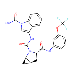 NC(=O)n1cc(NC(=O)N2[C@H](C(=O)Nc3cccc(OC(F)(F)F)c3)C[C@H]3C[C@H]32)c2ccccc21 ZINC000143985432