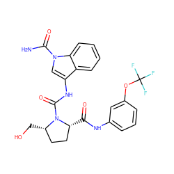 NC(=O)n1cc(NC(=O)N2[C@H](C(=O)Nc3cccc(OC(F)(F)F)c3)CC[C@@H]2CO)c2ccccc21 ZINC000148468771