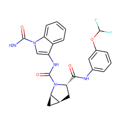 NC(=O)n1cc(NC(=O)N2[C@H](C(=O)Nc3cccc(OC(F)F)c3)C[C@H]3C[C@H]32)c2ccccc21 ZINC000143938478