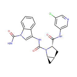NC(=O)n1cc(NC(=O)N2[C@H](C(=O)Nc3cncc(Cl)c3)C[C@H]3C[C@H]32)c2ccccc21 ZINC000143966113