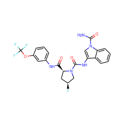 NC(=O)n1cc(NC(=O)N2C[C@@H](F)C[C@H]2C(=O)Nc2cccc(OC(F)(F)F)c2)c2ccccc21 ZINC000148075268