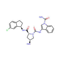 NC(=O)n1cc(NC(=O)N2C[C@@H](N)C[C@H]2C(=O)N[C@@H]2CCc3ccc(Cl)cc32)c2ccccc21 ZINC000143972858