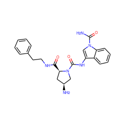 NC(=O)n1cc(NC(=O)N2C[C@@H](N)C[C@H]2C(=O)NCCc2ccccc2)c2ccccc21 ZINC000143897277