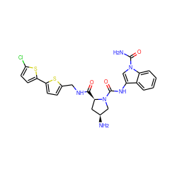 NC(=O)n1cc(NC(=O)N2C[C@@H](N)C[C@H]2C(=O)NCc2ccc(-c3ccc(Cl)s3)s2)c2ccccc21 ZINC000205047725