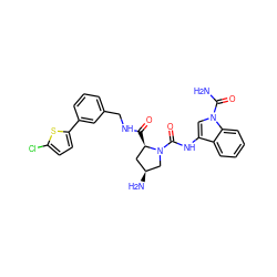 NC(=O)n1cc(NC(=O)N2C[C@@H](N)C[C@H]2C(=O)NCc2cccc(-c3ccc(Cl)s3)c2)c2ccccc21 ZINC000144001569
