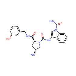 NC(=O)n1cc(NC(=O)N2C[C@@H](N)C[C@H]2C(=O)NCc2cccc(O)c2)c2ccccc21 ZINC000148452334